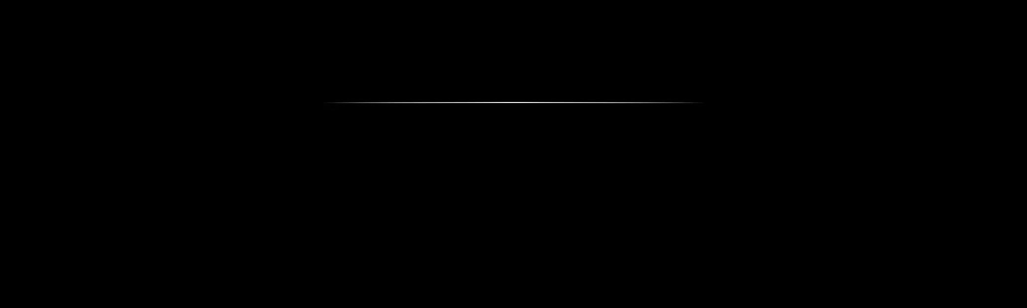 Detail: one thin luminous line stretched across an otherwise black field, tapering to nothing at both ends.
